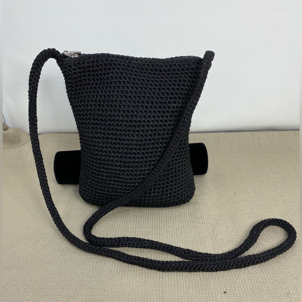 THE SAK VINTAGE BLACK CROCHET CROSSBODY BAG